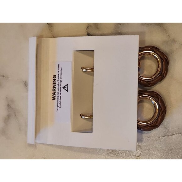 Chaps Gold-Tone & Brown Braided Hoop Leverback Earrings For Women - Picture 3 of 5
